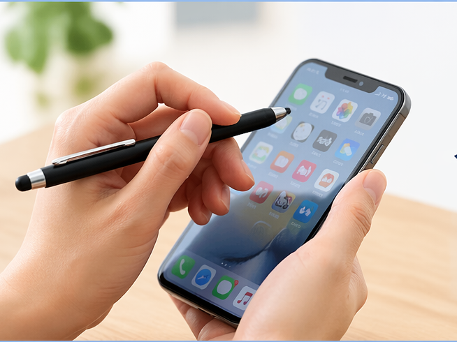 スマホタッチペンを使用する様子
