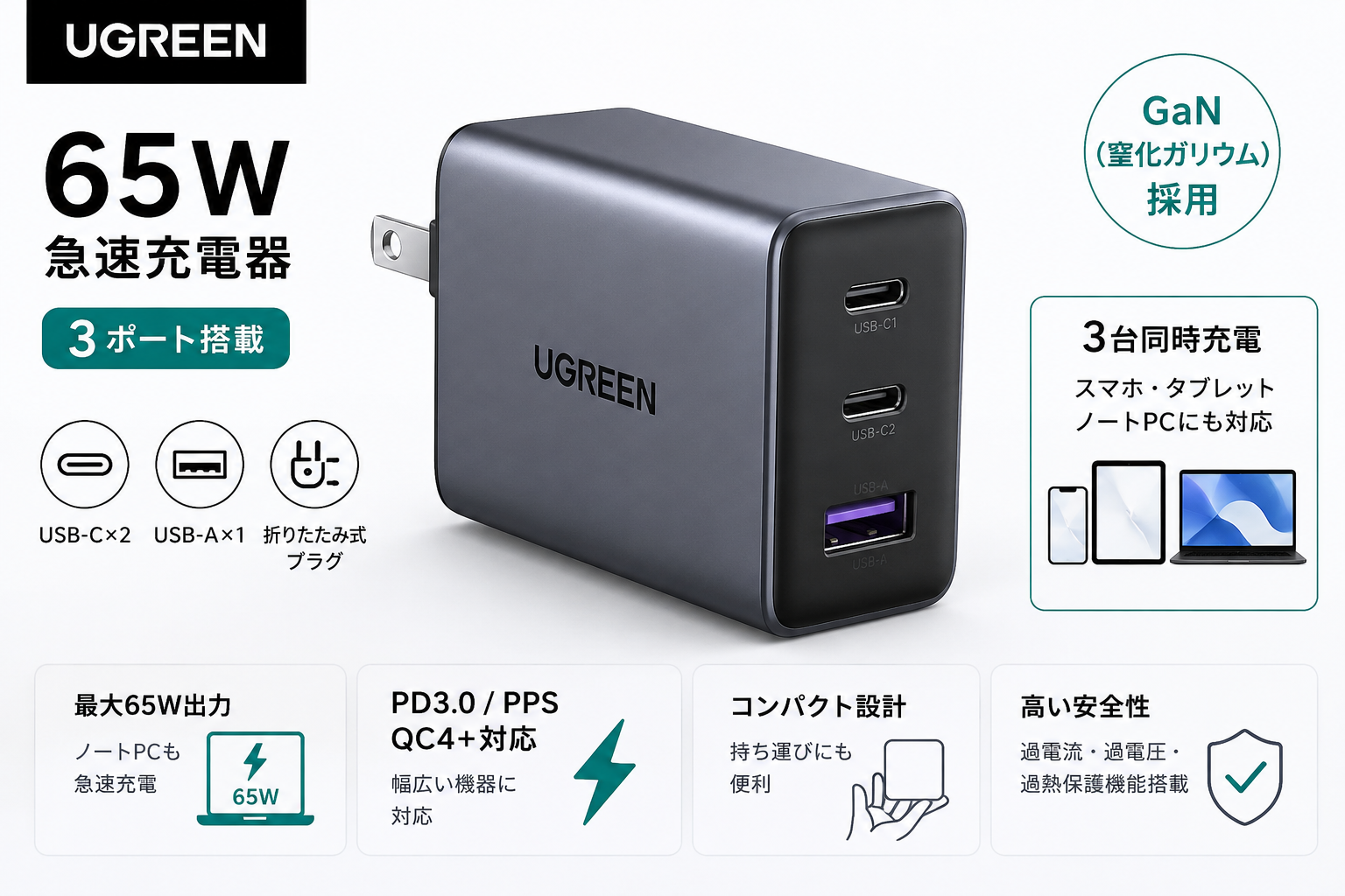 65W急速充電器本体